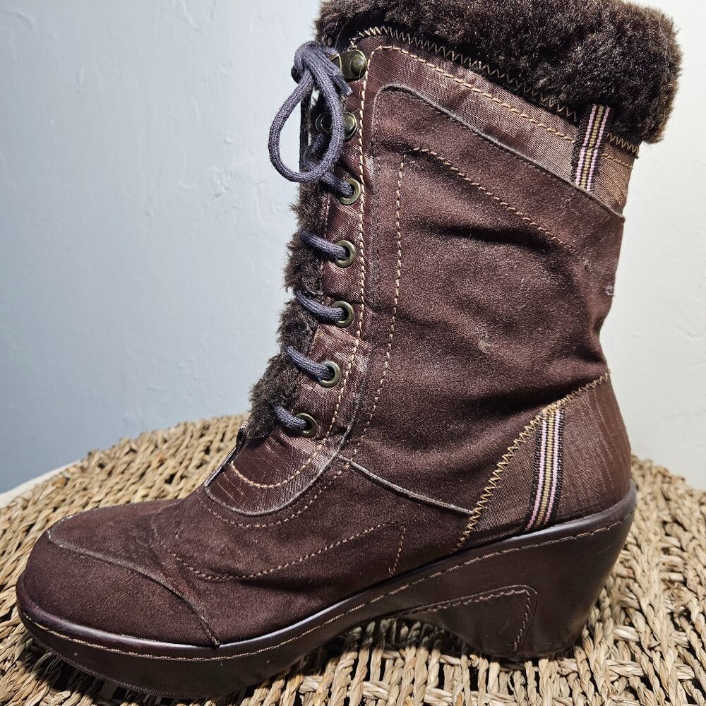 J-41  Lace Up Brown Suede Boot, Women's size 8 - Picture 3 of 8